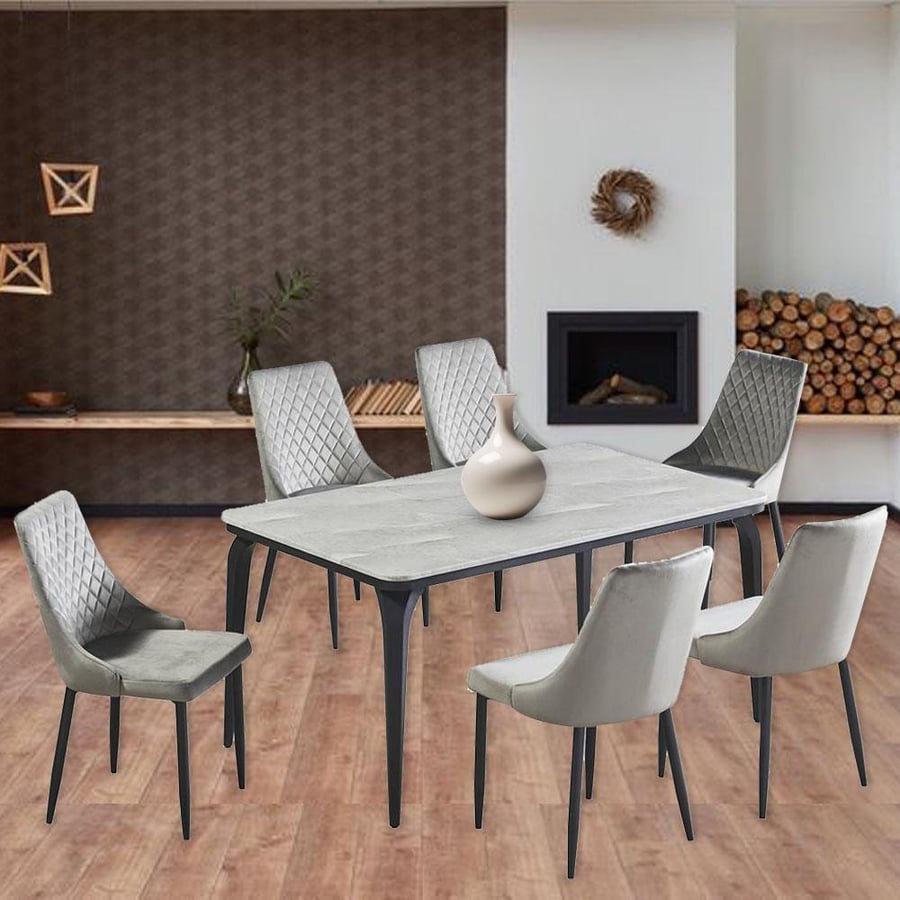 Marble dining table 6 chairs