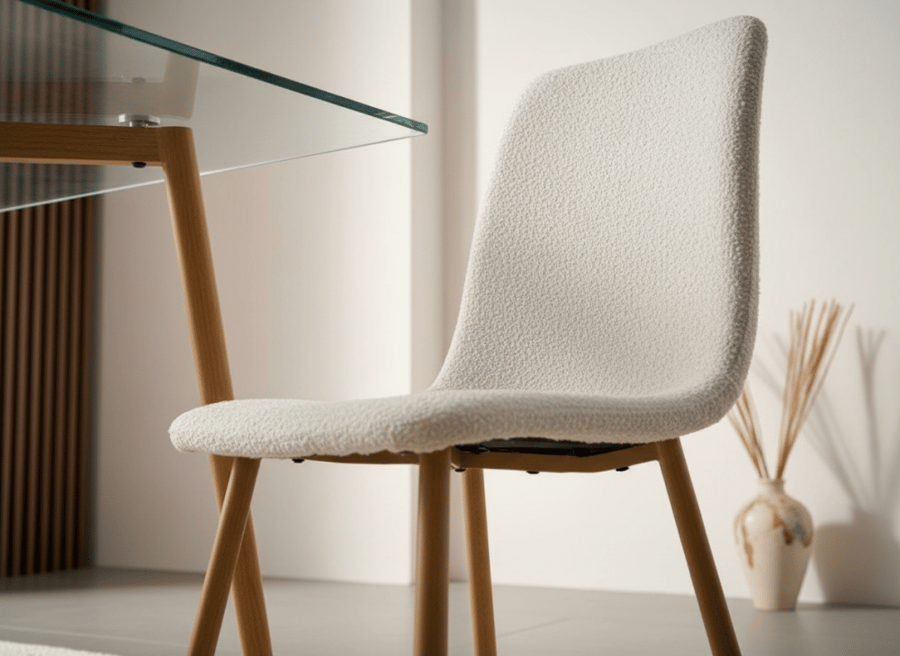 Dining table 6 chairs white transparent glass with beautiful design