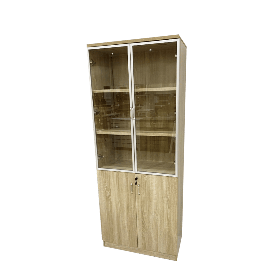Office wooden cabinet, 2 glass doors