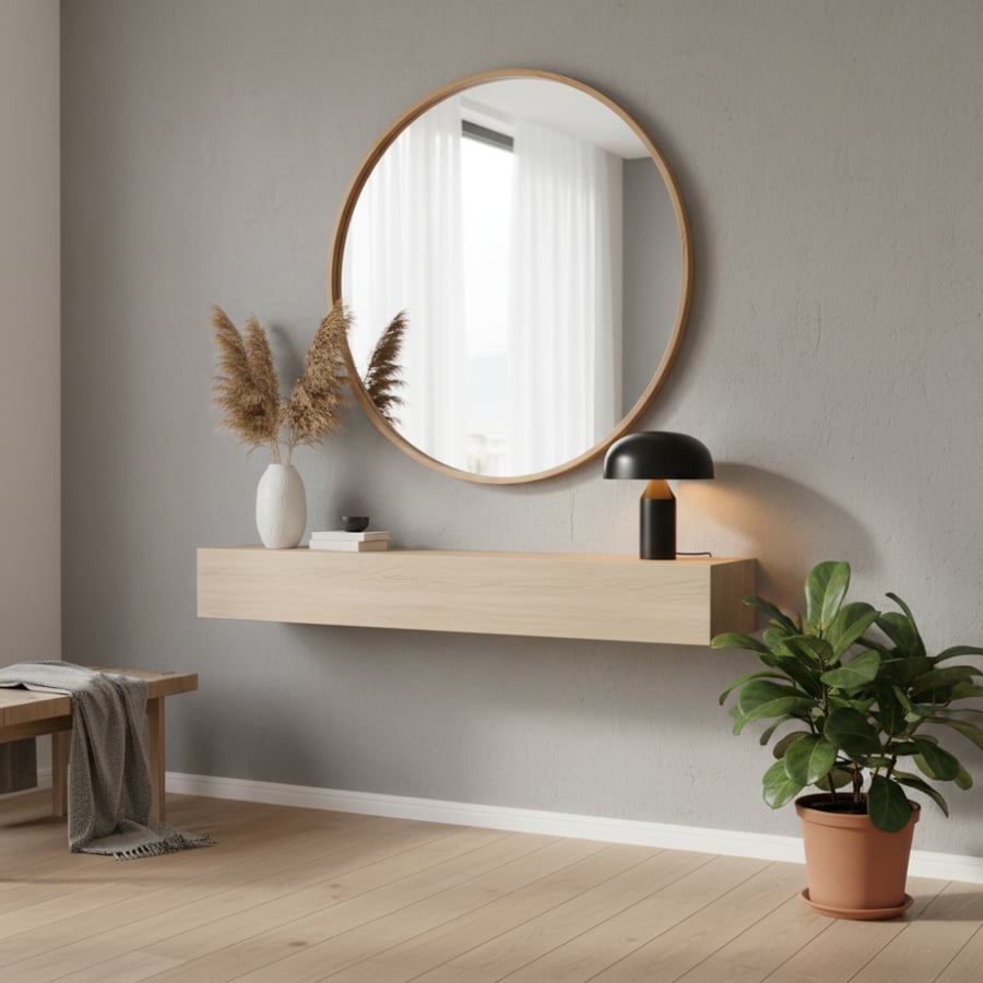 مرايا بإطار خشبي دائري 80*80
