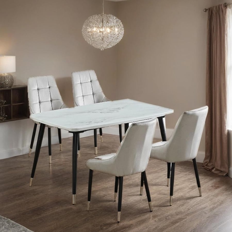 Marble dining table 4 chairs size 140*80 cm
