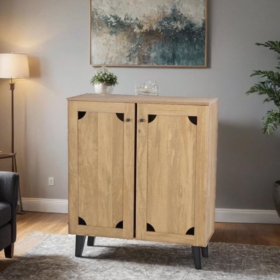Wooden multi-purpose shoe cabinet, 2 doors, size 94*32*80 cm