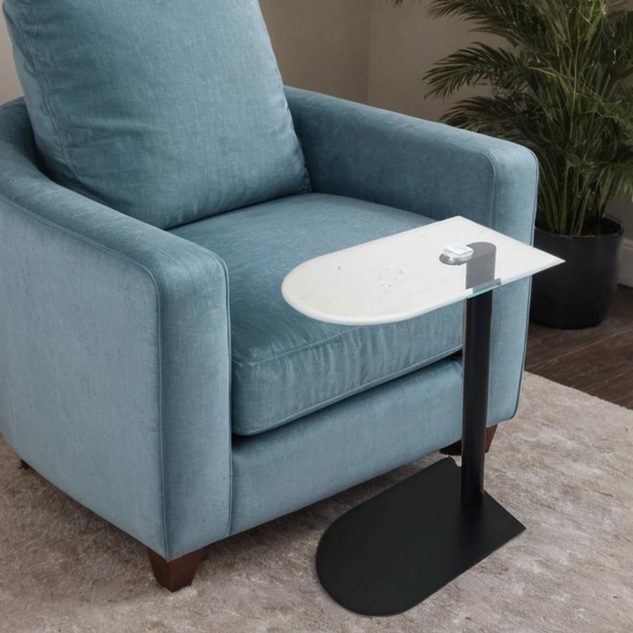 Single serving table black glass size 24*37*56 cm