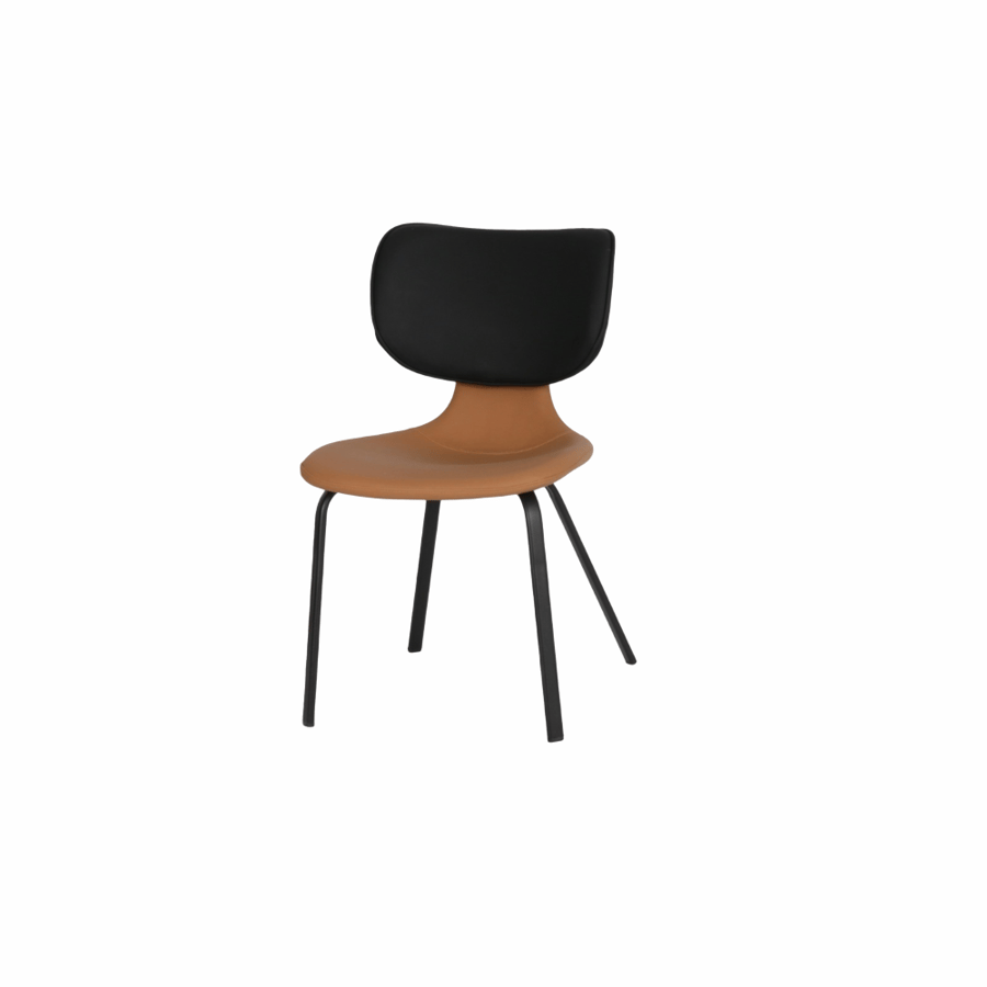 Single black and brown leather chair with a sleek design