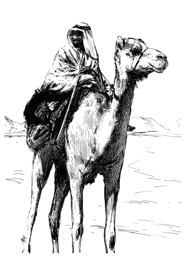 Artistic painting - Bedouin heritage 2 - by artist Mohammed Al-Rais - painting size 20x30 cm