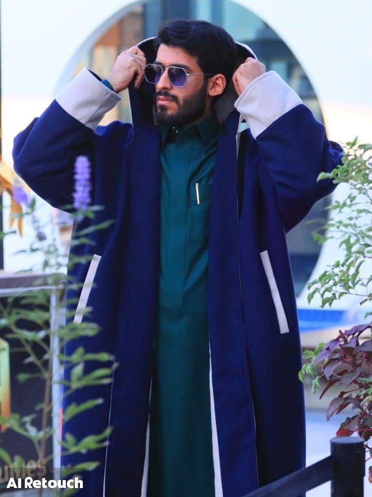 فروه دبل فيس مع شال لون كحلي مع سكري