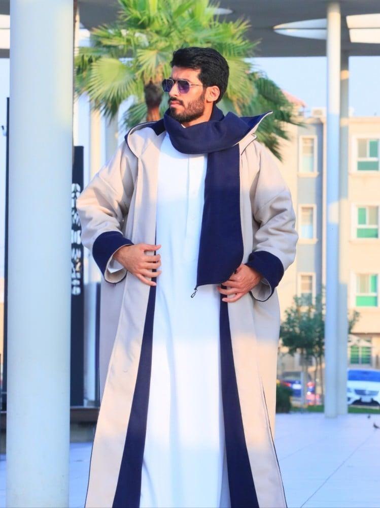 فروه دبل فيس مع شال لون كحلي مع سكري