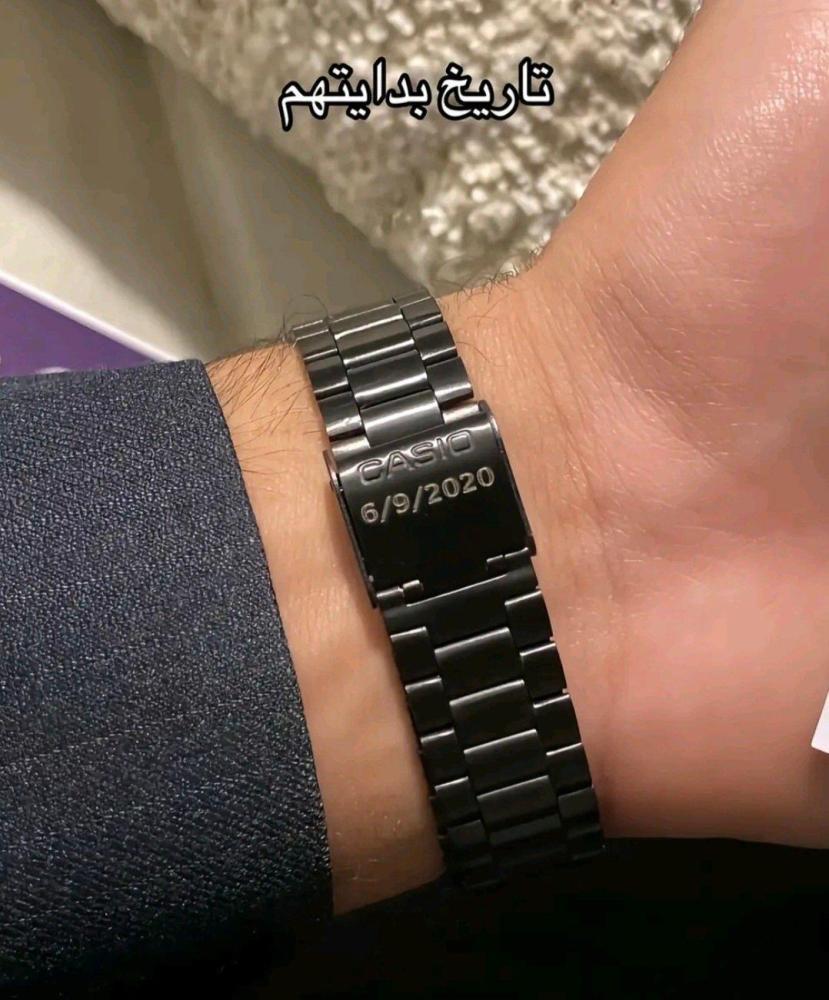 ساعة كاسيو نسائي أسود بمينا أزرق كلاسيك