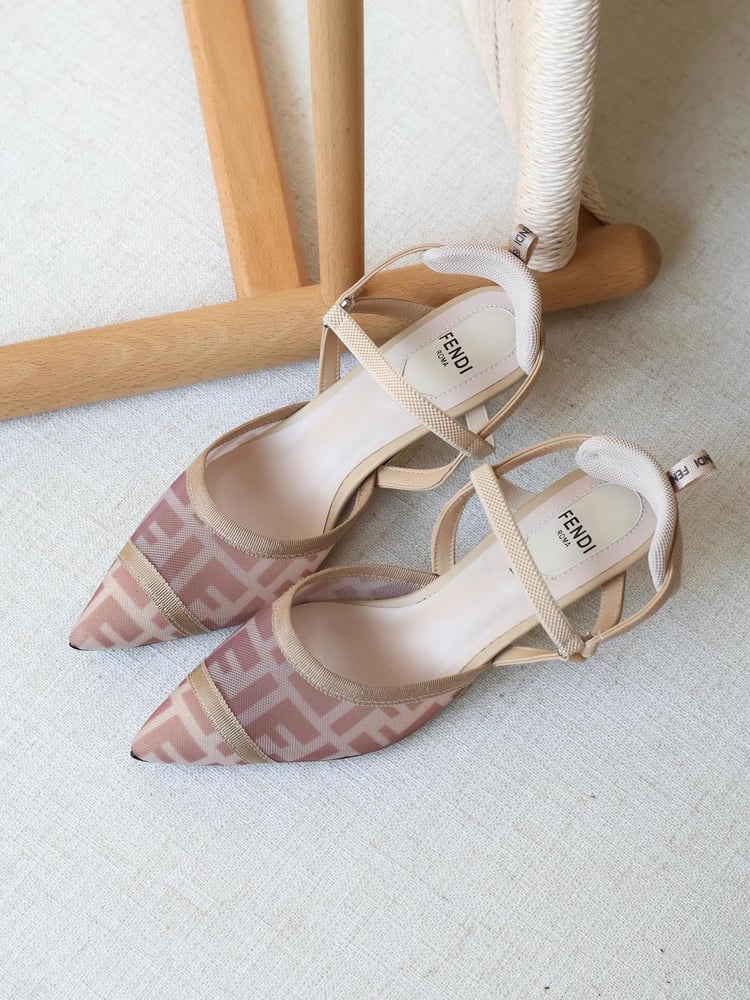 حذاء فندي شبك بشعار FF – Fendi FF Mesh Slingback