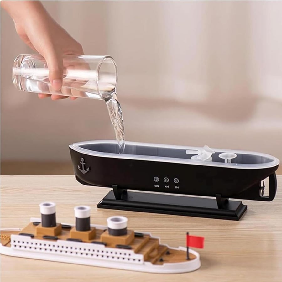 Aromatic diffuser or air humidifier with Titanic ship design – with lighting, timer, and remote control