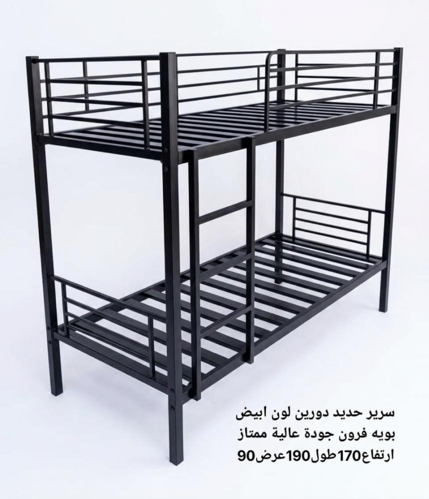سرير حديد 2 دورين ممتاز 704 - أبيض، مقاس 190×90 سم، ارتفاع 170 سم