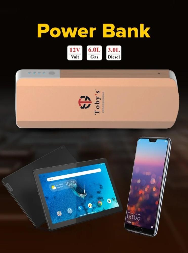 جهاز تشغيل بطارية السيارة Toby's X19 PRO بقوة 1500A وسعة 16000mAh للبنزين 6.0L والديزل 3.0L.
