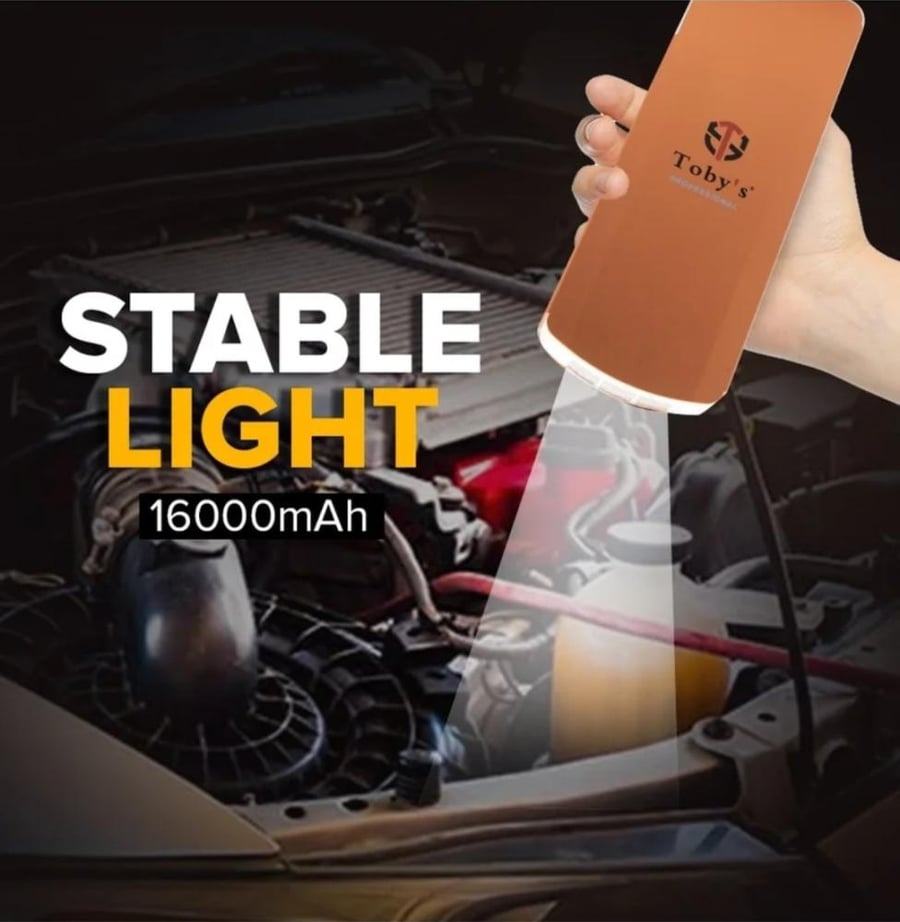 جهاز تشغيل بطارية السيارة Toby's X19 PRO بقوة 1500A وسعة 16000mAh للبنزين 6.0L والديزل 3.0L.