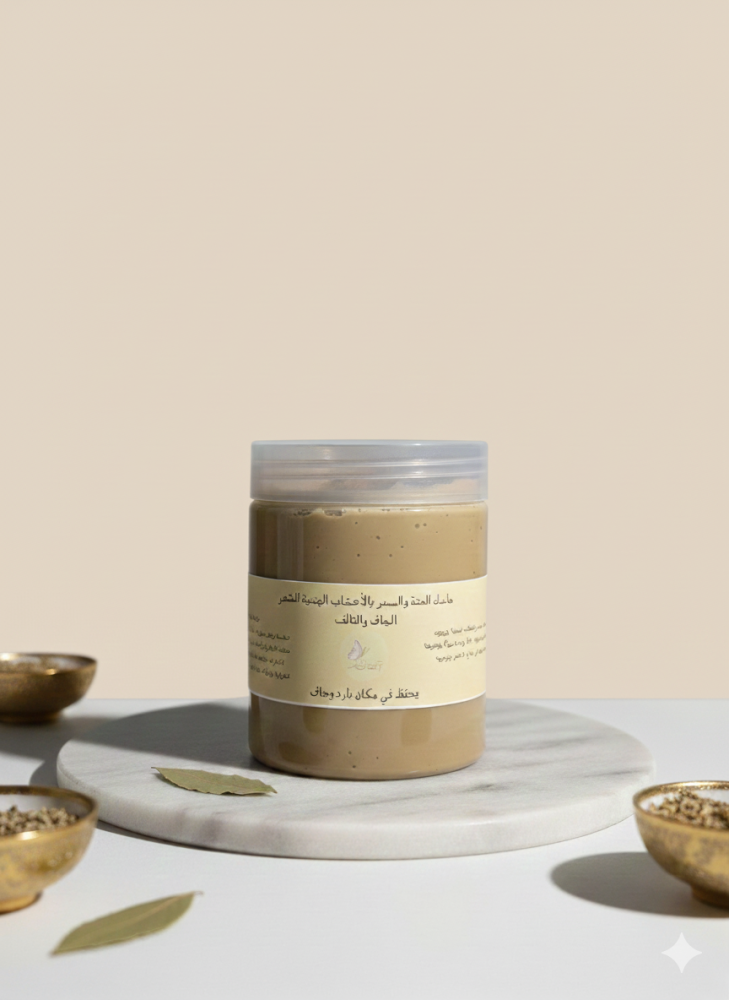 Creamy henna and sidr mask for moisturizing hair and lengthening it