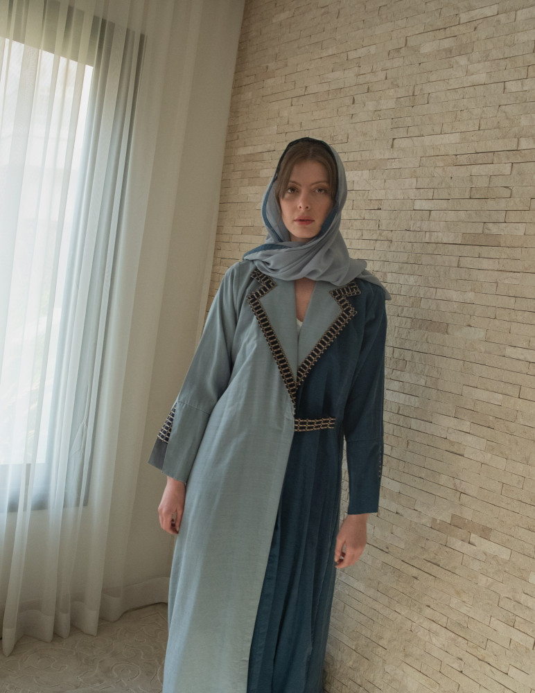 Two Tone Abaya - Dark & Light blue