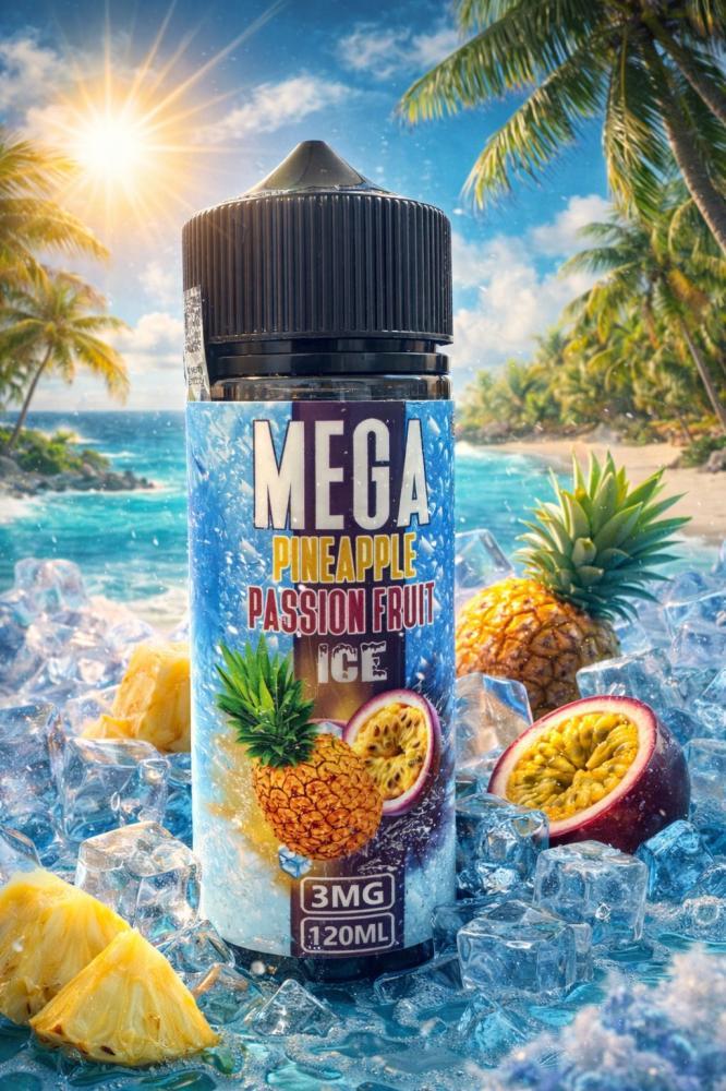 نكهة ميجا اناناس باشن فروت ايس 120 مل - Mega Pineapple Passion Fruit Ice 120ml