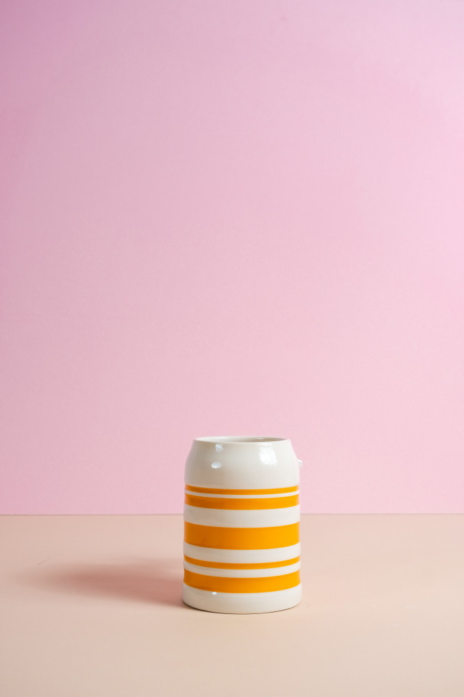L orange stripe mug