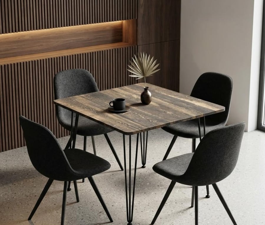 طاولة طعام راقي بخامة خشب MDF ومعدن خشبي 70 × 70 × 75 سم