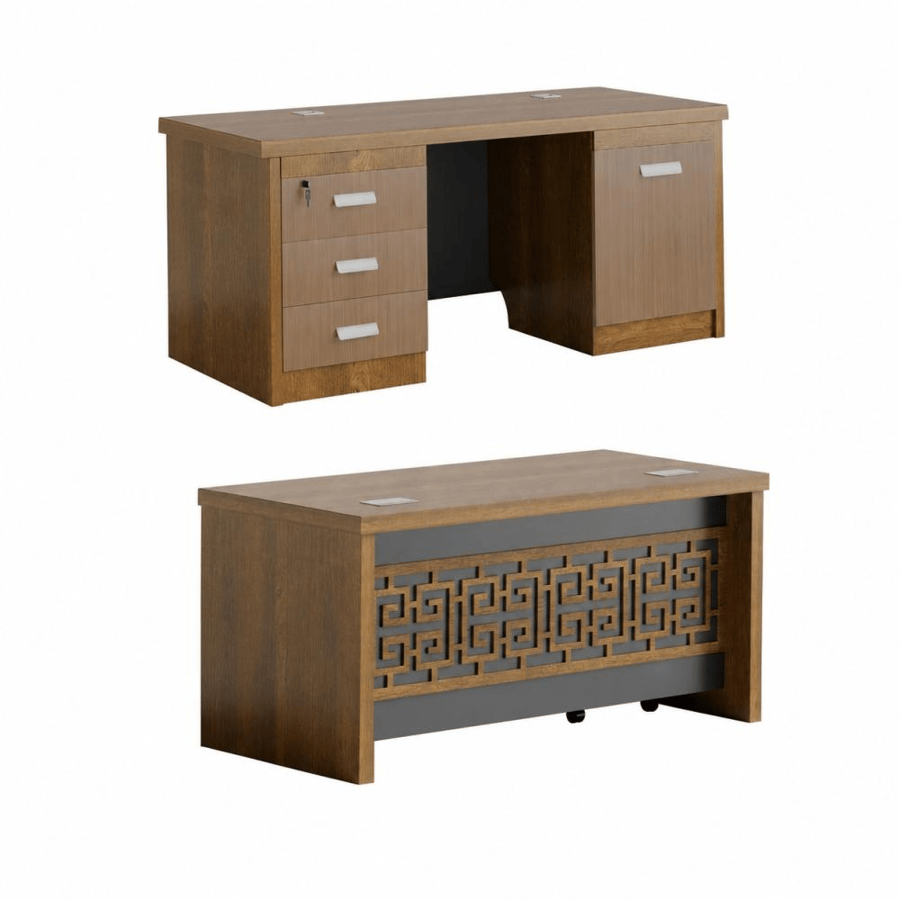 مكتب مودرن بخامة خشب MDF بني وخشبي 120 × 60 × 75 سم