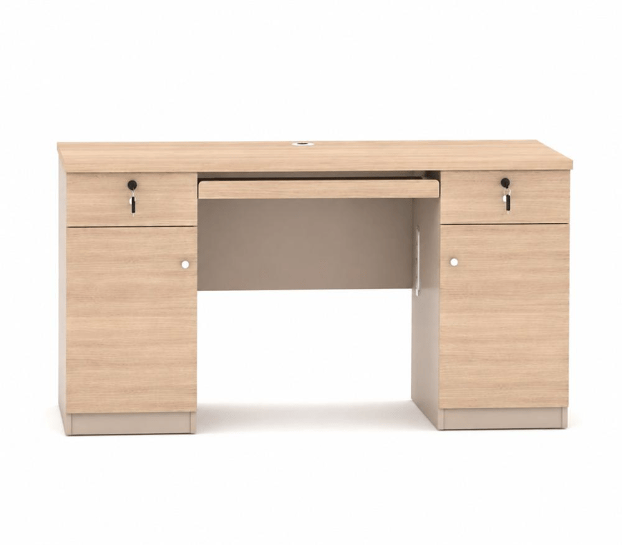 مكتب فخم بخامة خشب MDF رمادي وخشبي 140 × 60 × 75 سم