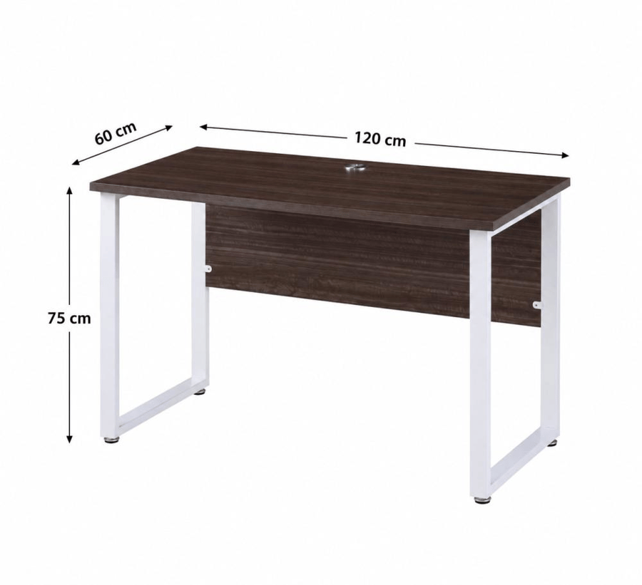 مكتب راقي بخامة خشب MDF أبيض ورمادي 120 × 60 × 75 سم