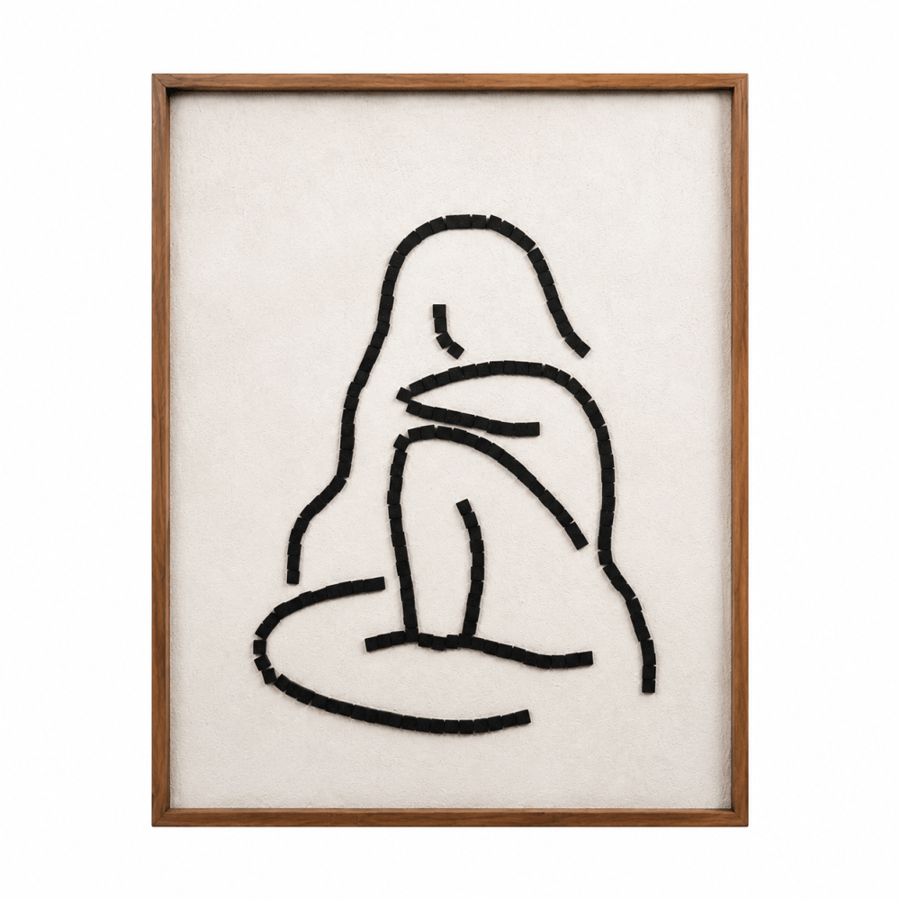 لوحة جدارية أنيق بخامة خشب MDF أسود وبيج 80 × 120 سم