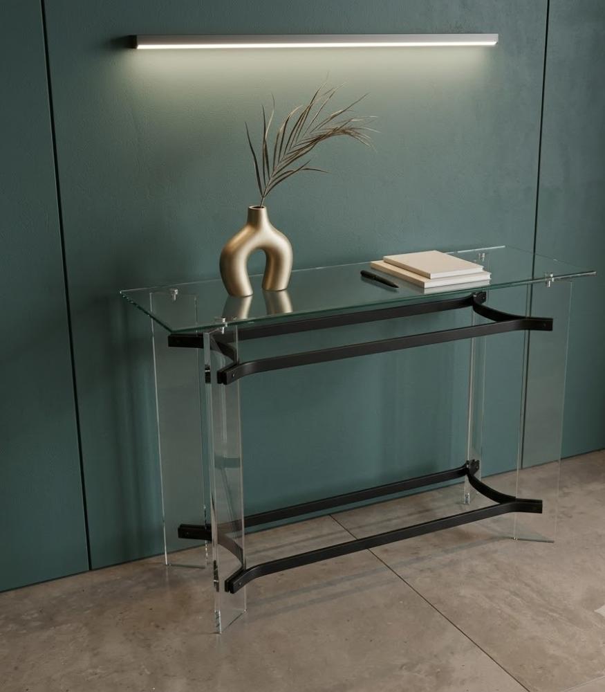 طاولة كونسول مودرن بخامة معدن وزجاج أسود 120 × 40 × 80 سم