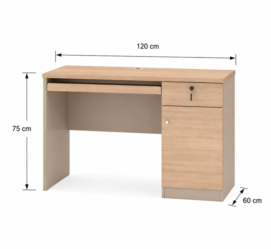 مكتب راقي بخامة خشب MDF رمادي وخشبي 120 × 60 × 75 سم