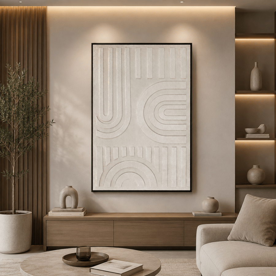 لوحة جدارية مودرن بخامة خشب MDF بيج 120 × 80 سم
