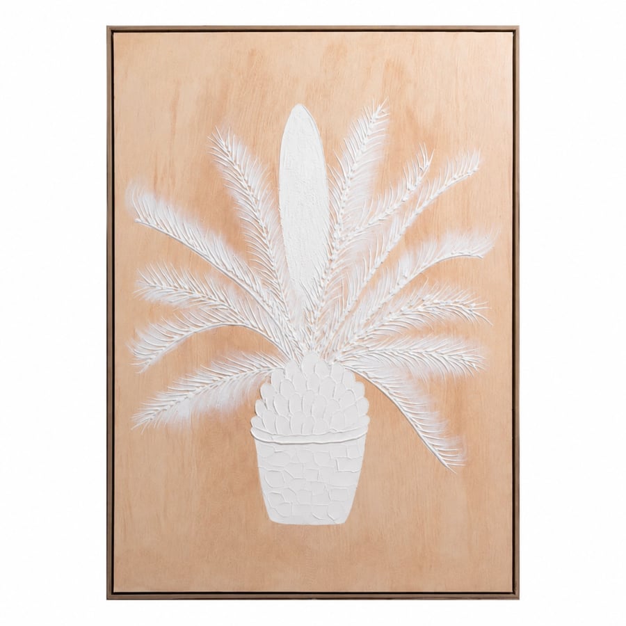 لوحة جدارية متين بخامة خشب MDF أبيض وبيج 80 × 120 سم