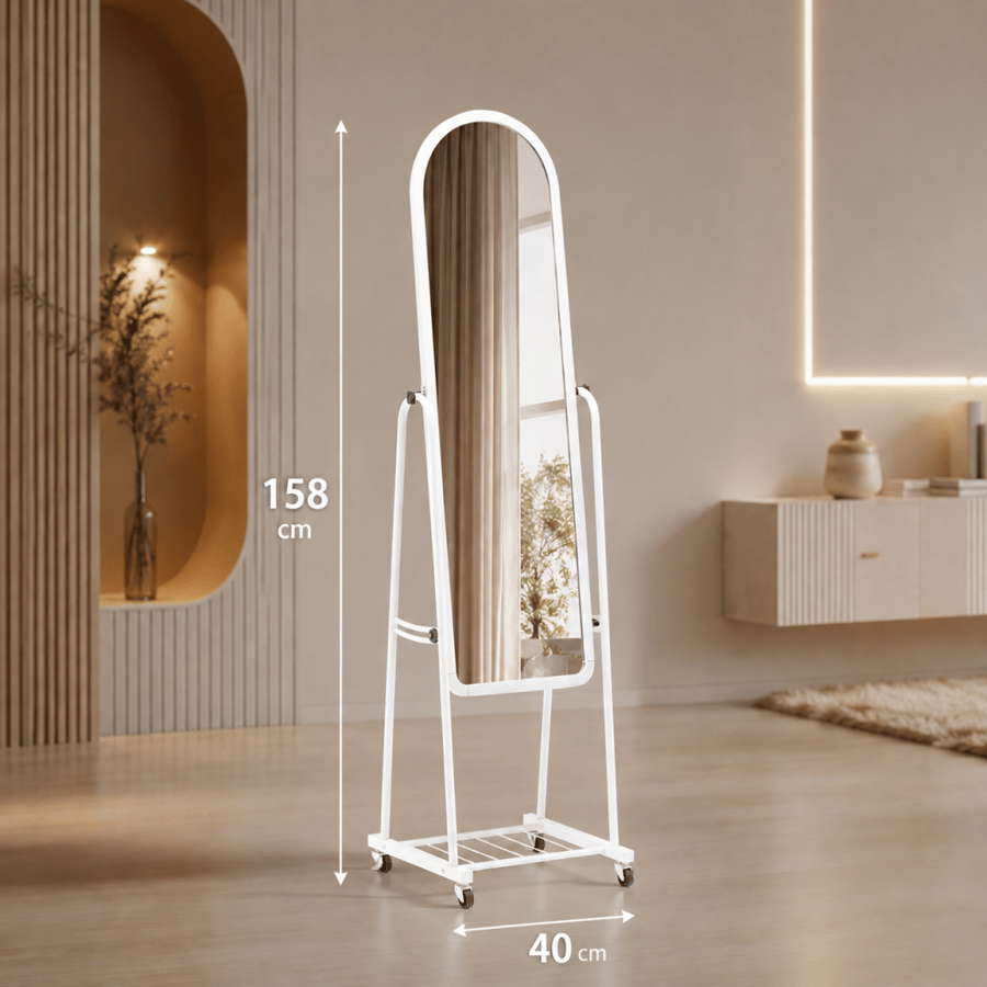 مرايا ديكوري بخامة معدن وزجاج أبيض 40 × 158 سم