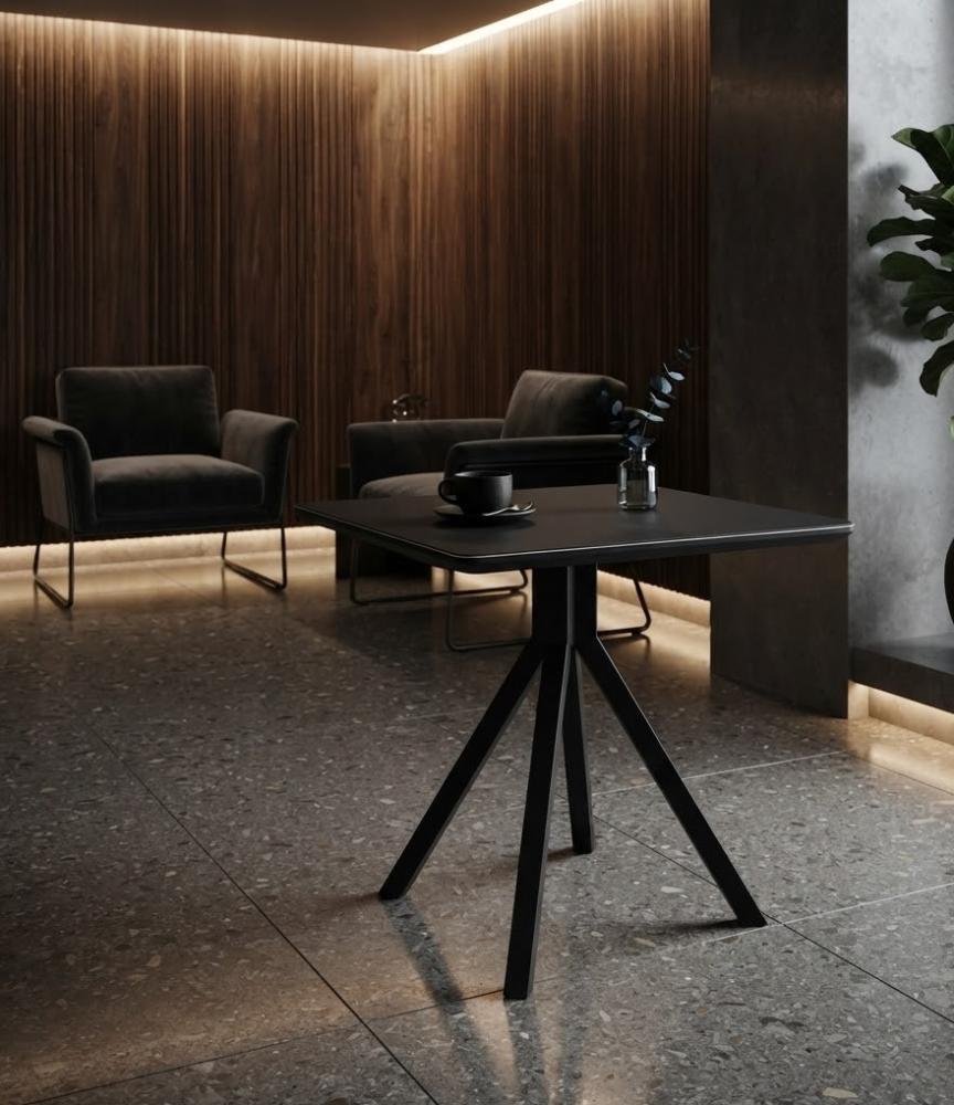 طاولة طعام فاخر بخامة معدن وسيراميك أسود 70 × 70 × 75 سم