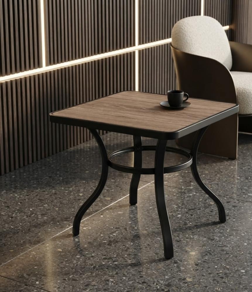 طاولة طعام راقي بخامة خشب MDF ومعدن أسود 90 × 90 × 75 سم