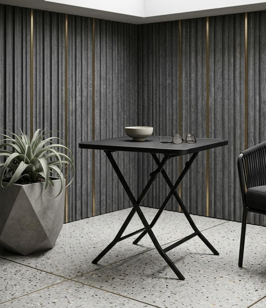 طاولة طعام هادئ بخامة خشب MDF ومعدن أسود ورمادي 70 × 70 × 70 سم