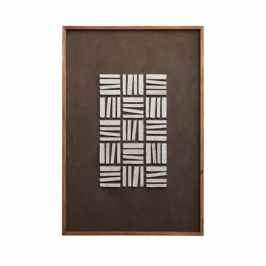 لوحة جدارية متناسق بخامة خشب MDF أبيض وخشبي 80 × 120 سم