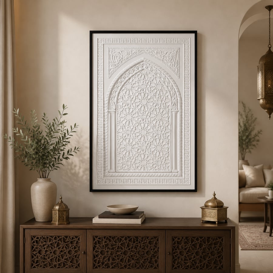 لوحة جدارية متين بخامة خشب MDF أبيض 80 × 120 سم