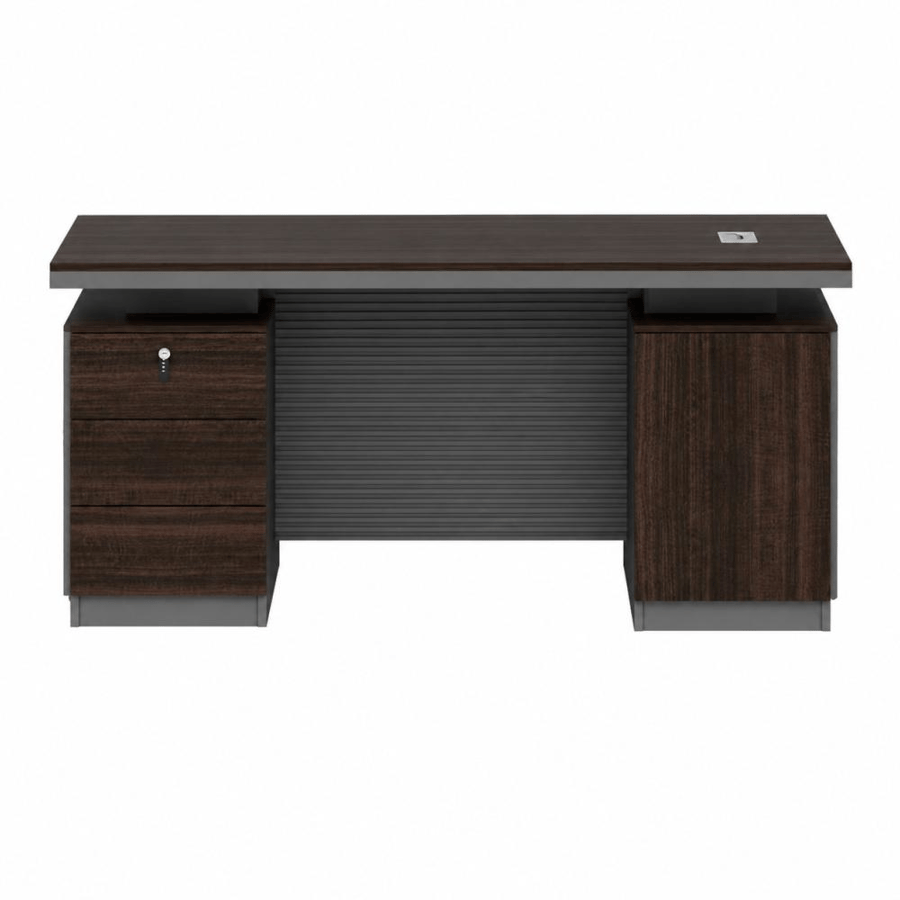 مكتب متناسق بخامة خشب MDF رمادي وبني 140 × 70 × 75 سم