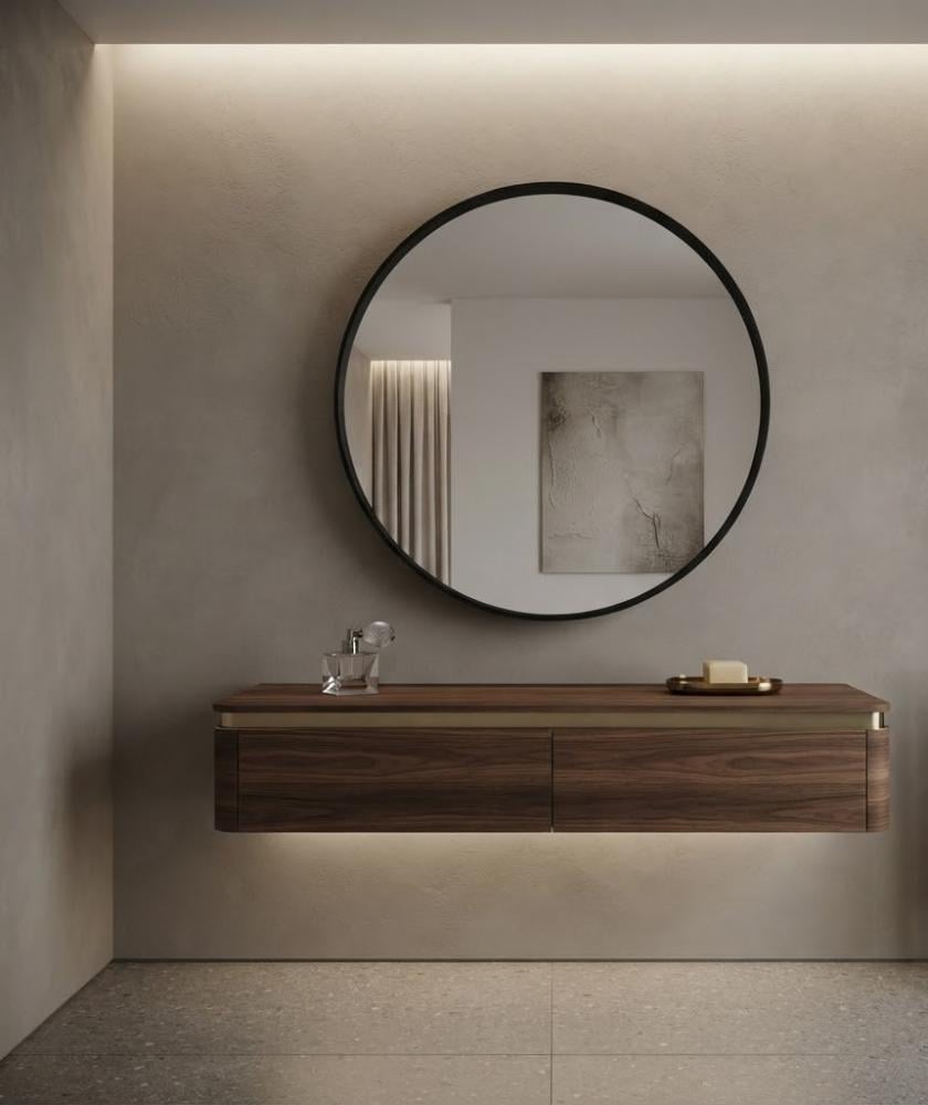 مرايا متناسق بخامة خشب MDF وزجاج أسود 90 × 90 سم