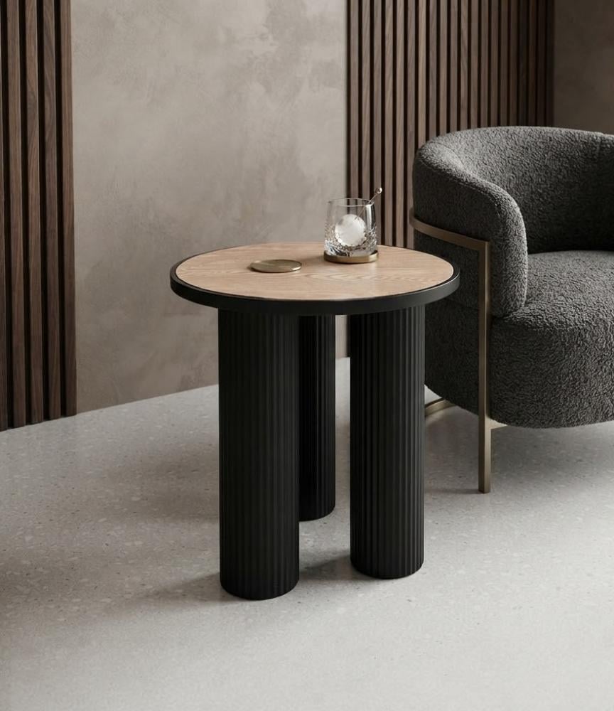 طاولة خدمة مرتب بخامة خشب MDF ومعدن أسود وخشبي 45 × 45 × 53 سم