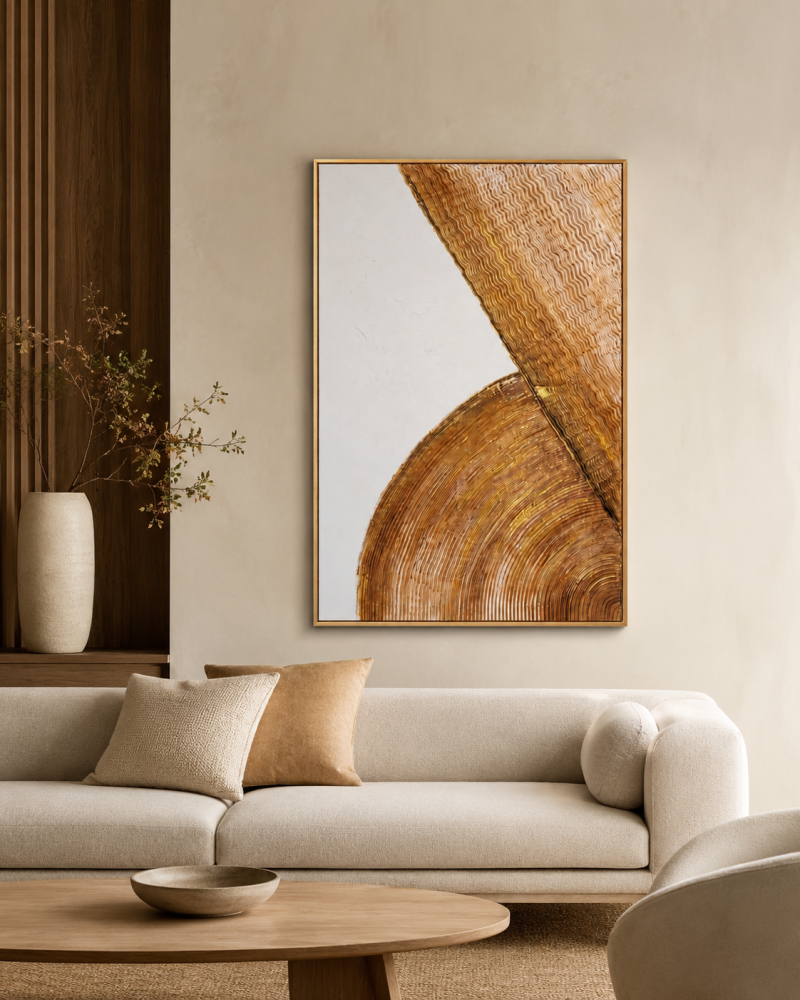 لوحة جدارية ديكوري بخامة خشب MDF أبيض وذهبي 80 × 120 سم