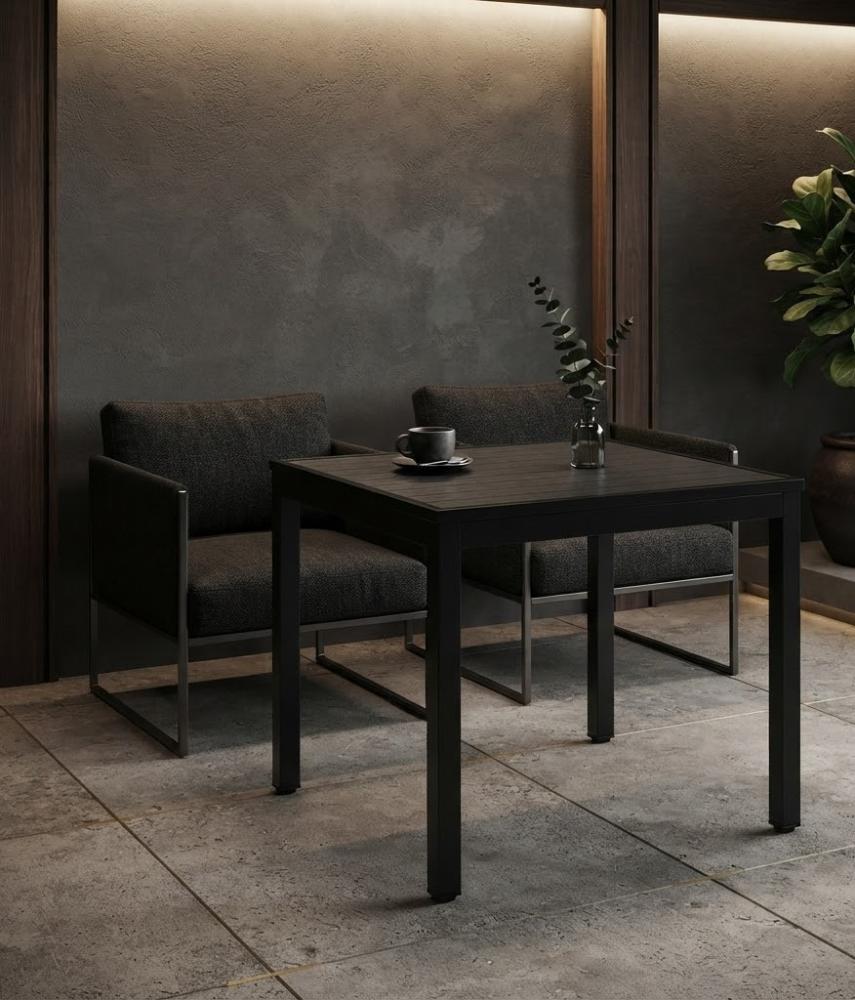 طاولة طعام متناسق بخامة خشب MDF ومعدن أسود وخشبي 80 × 80 × 75 سم