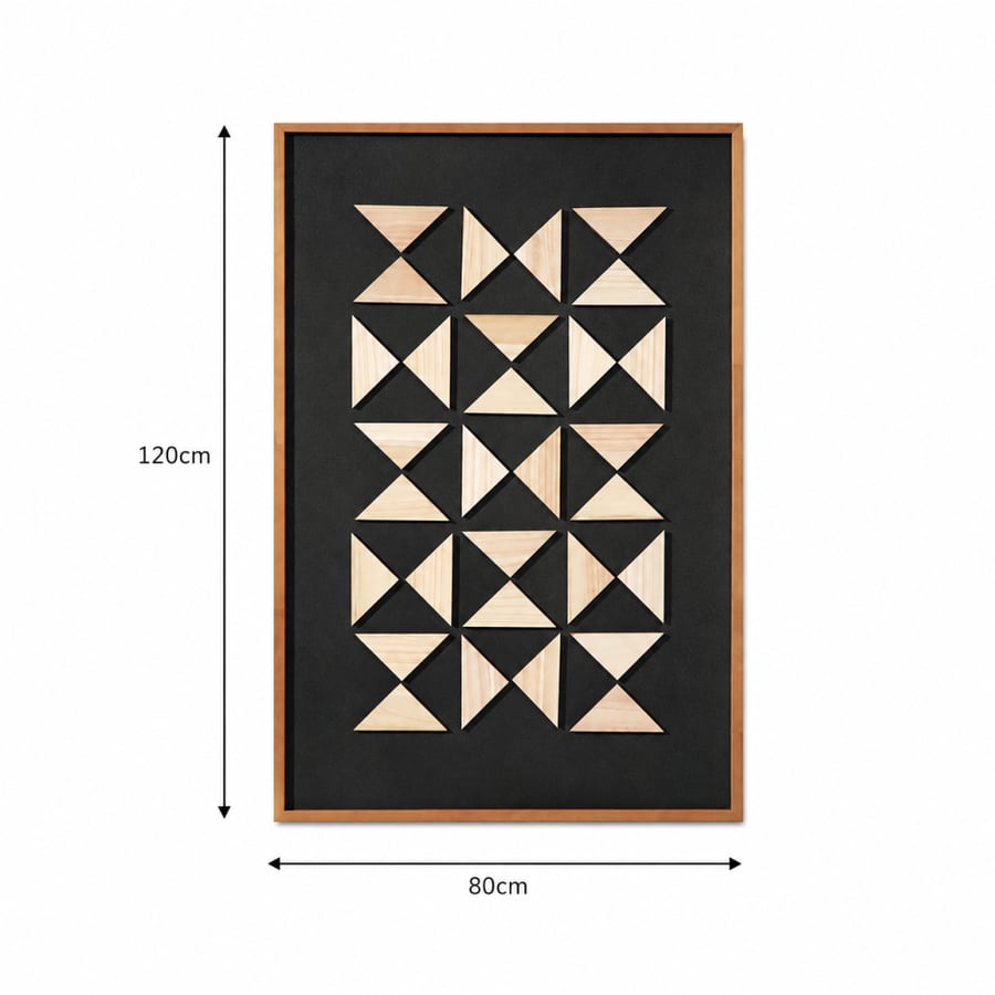 لوحة جدارية هادئ بخامة خشب MDF أسود وخشبي 80 × 120 سم