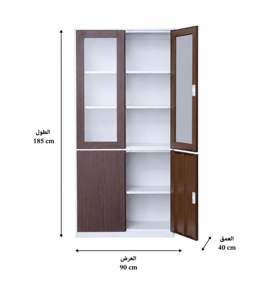 مكتب ديكوري بخامة خشب MDF ومعدن وزجاج أبيض وبني 90 × 40 × 185 سم