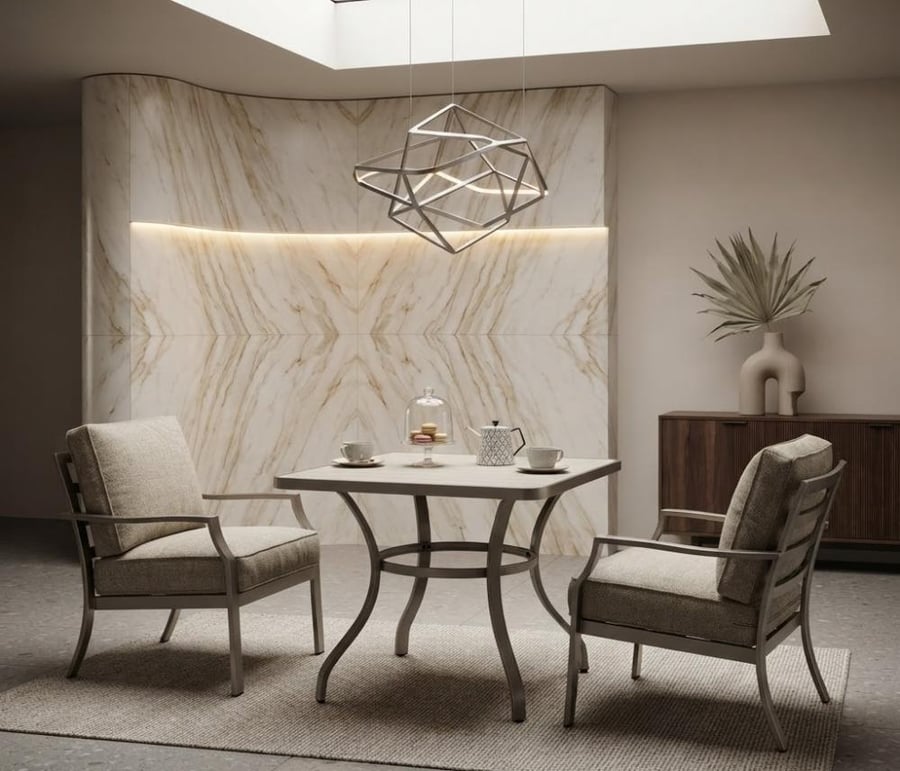 طاولة طعام مرتب بخامة خشب MDF ومعدن رمادي 90 × 90 × 75 سم