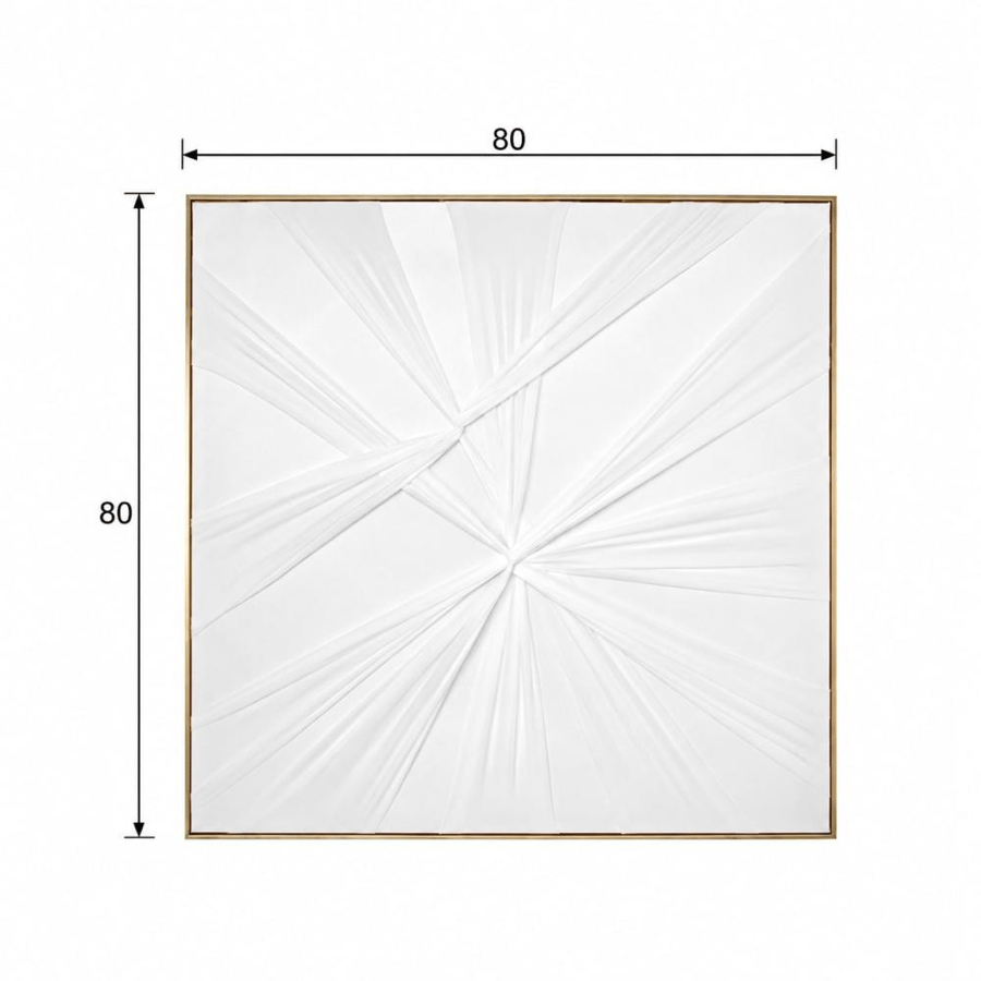 لوحة جدارية واسع بخامة خشب MDF أبيض وذهبي 80 × 80 سم