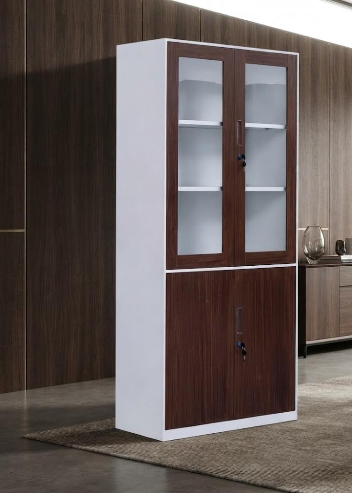 مكتب ديكوري بخامة خشب MDF ومعدن وزجاج أبيض وبني 90 × 40 × 185 سم