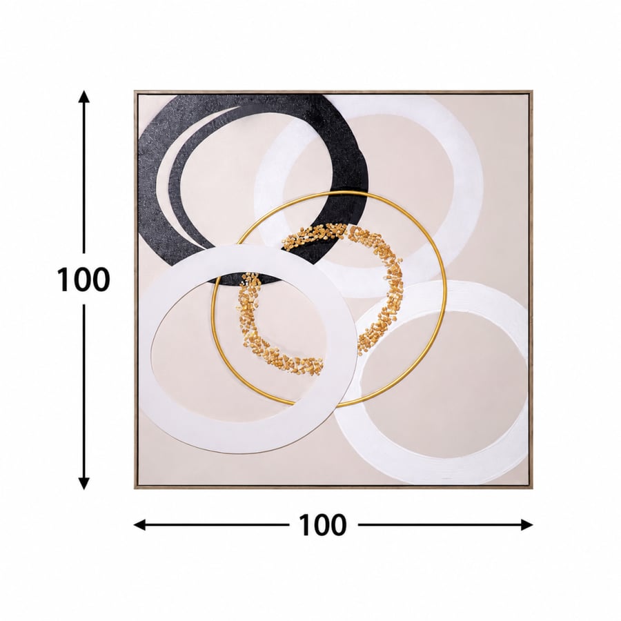 لوحة جدارية انسيابي بخامة خشب MDF أسود وأبيض 100 × 100 سم