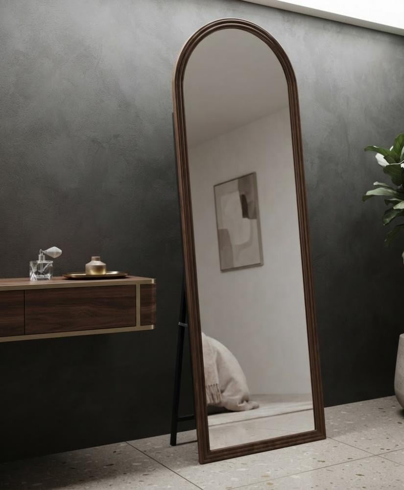 مرايا أنيق بخامة خشب MDF ومعدن وزجاج خشبي وبني 60 × 170 سم