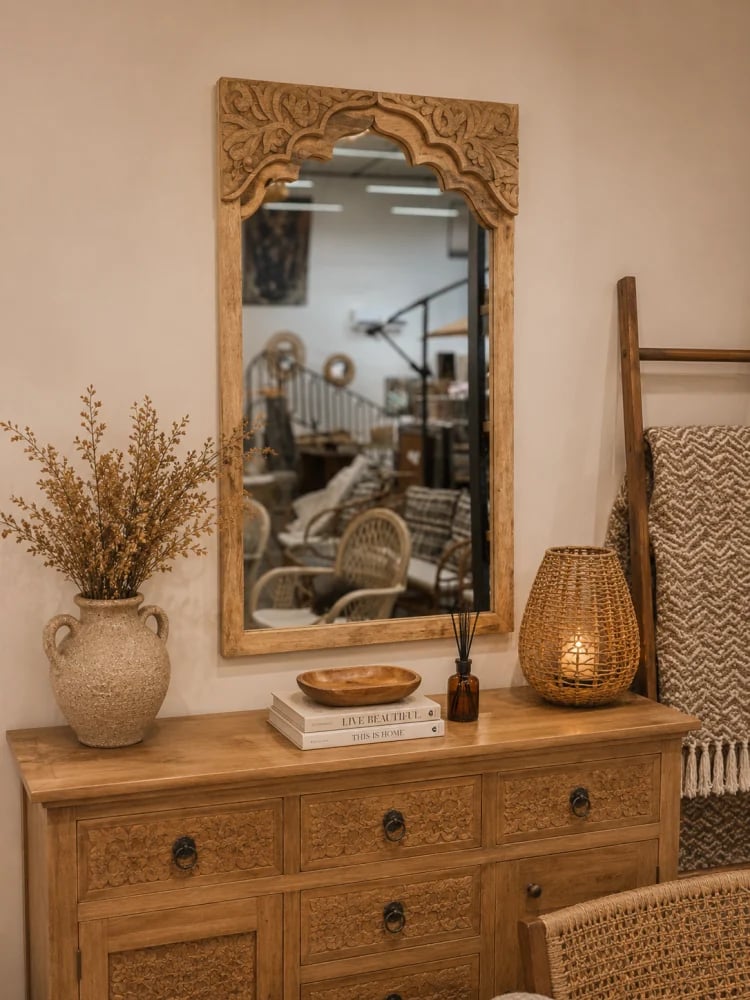 مرايا خشب طبيعي 100CM