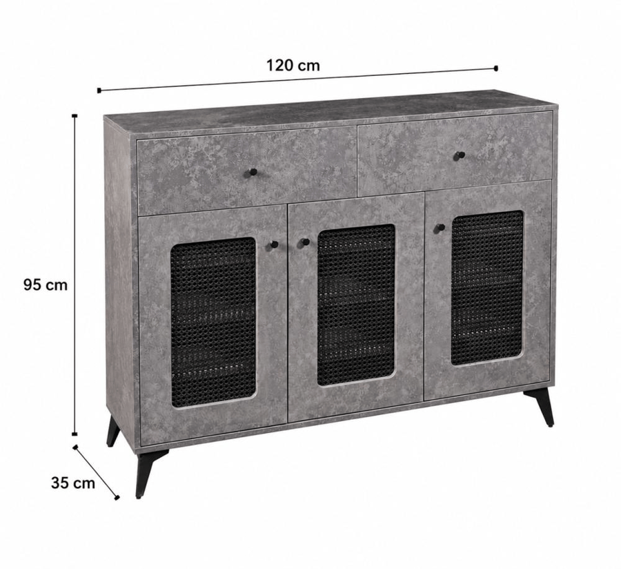دولاب مميز بخامة خشب MDF ومعدن رمادي 120 × 35 × 95 سم
